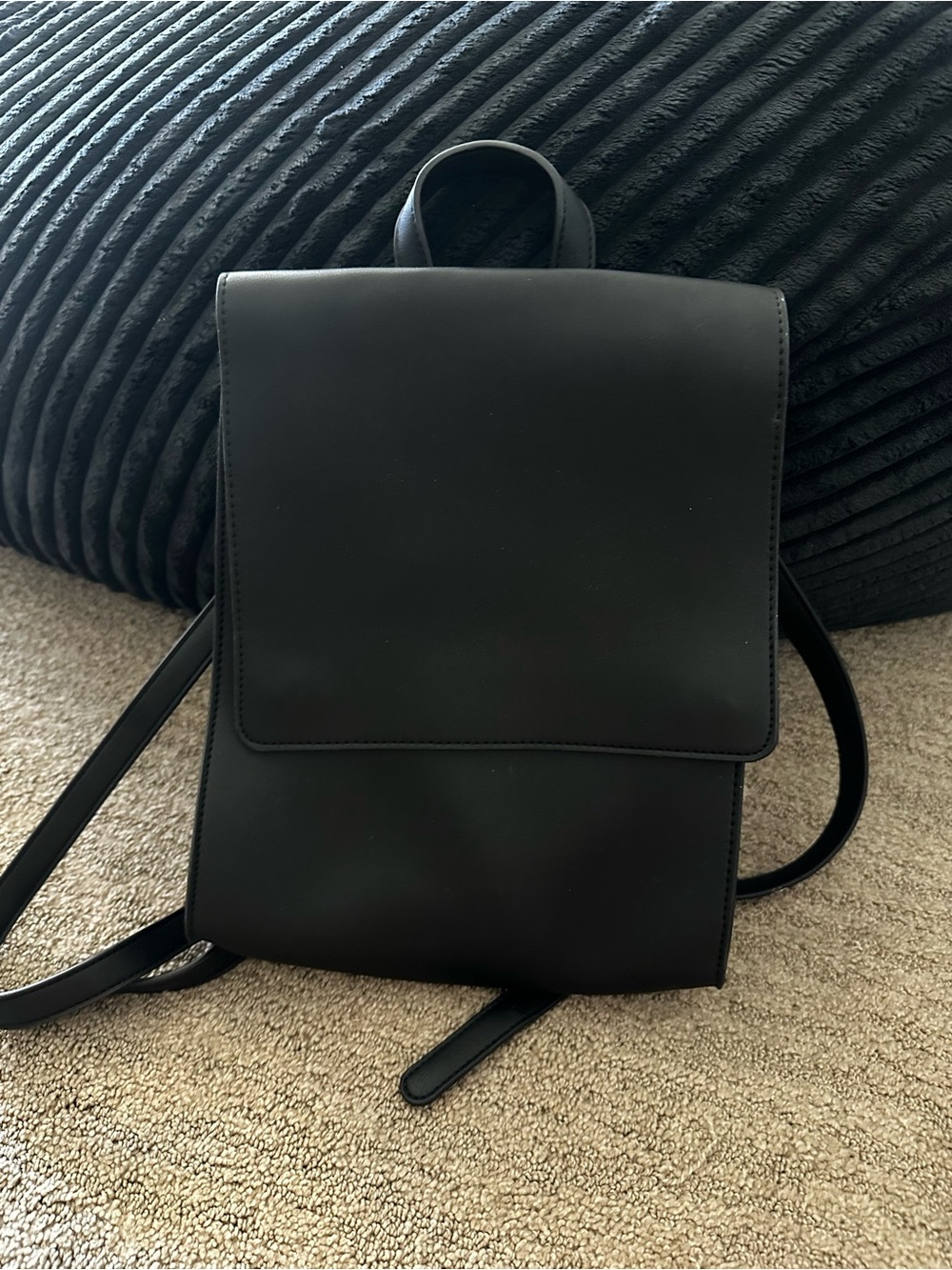 Forever21 Minimal Black faux Leather Backpack - Sleek Everyday Carry